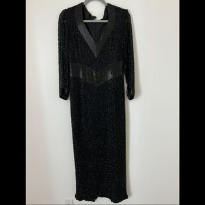 Black beaded maxi dress size 12